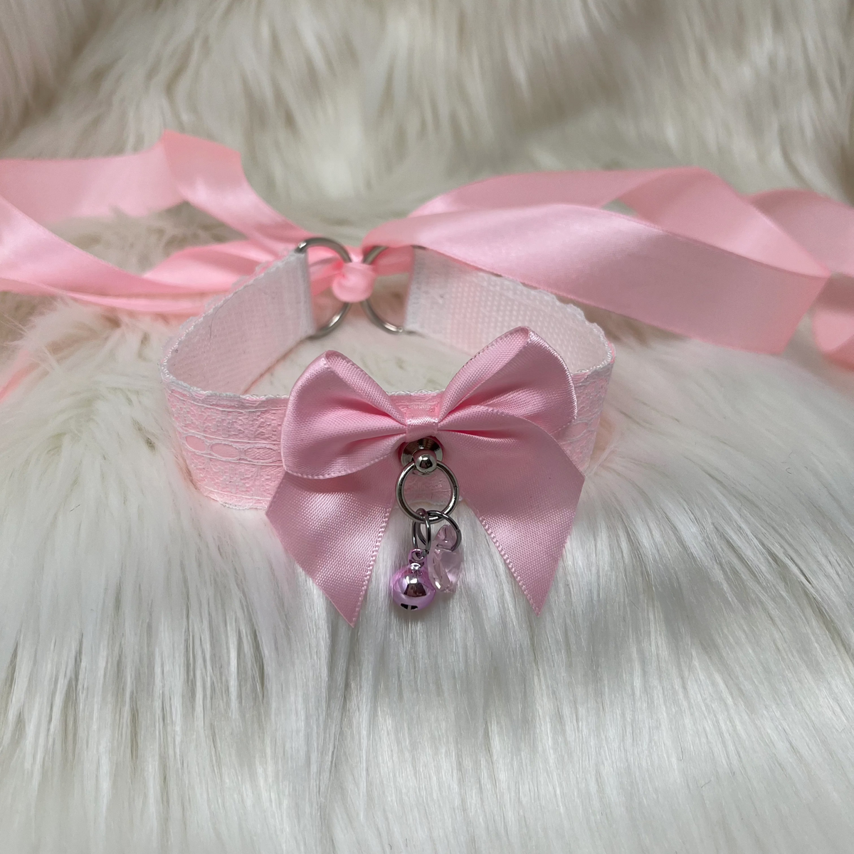 Pink White Lace BDSM Collar– Kittens & Kink