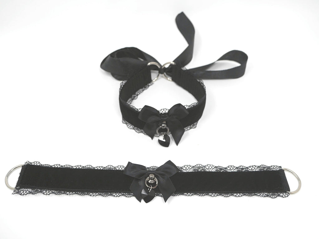 Black Velvet & Lace Submissive Collar– Kittens & Kink