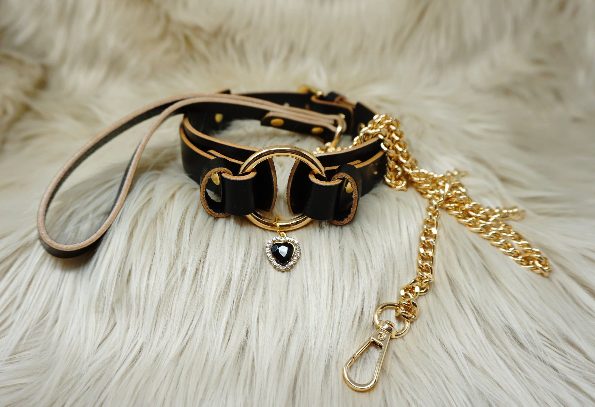 Gold O Ring Collar & Leash Set - Black– Kittens & Kink